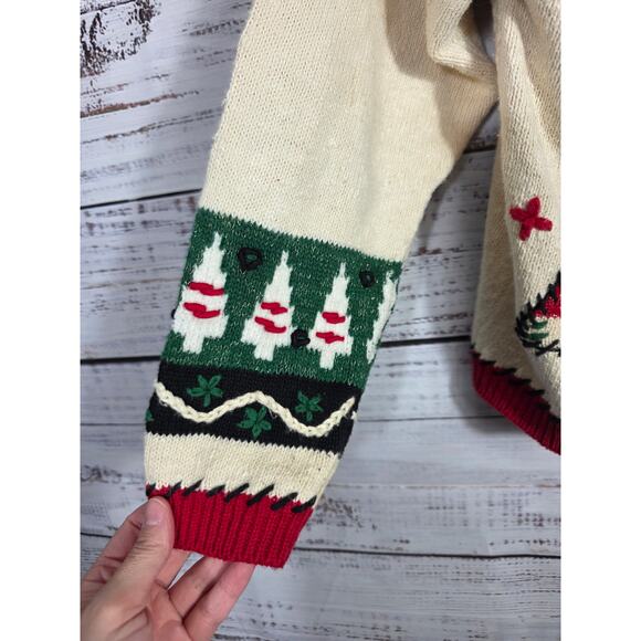 VTG Ugly Christmas Sweater Full Zip Cardigan Women's M Private Collection - Picture 4 of 7